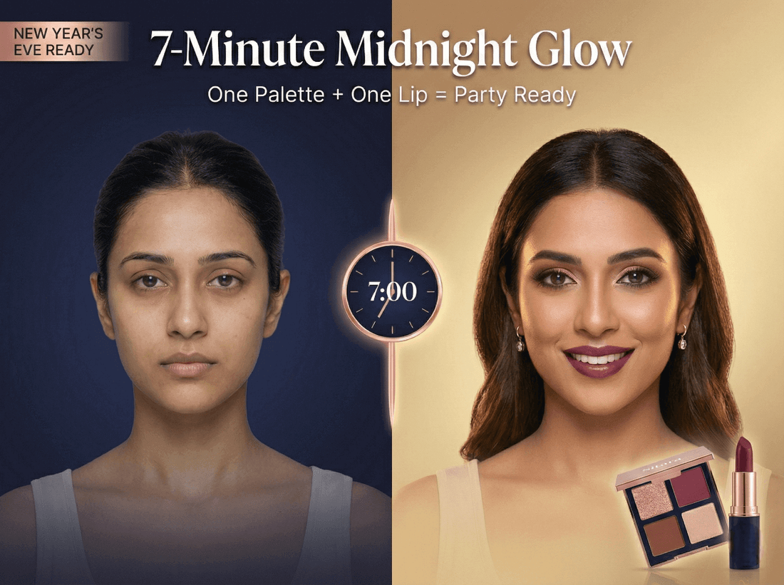 7-Minute "Midnight Glow" Makeup (One Palette + One Lip)