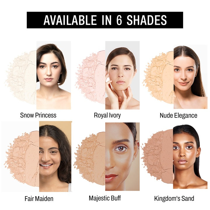 Wet & Dry compact powder swatch showing buildable finish