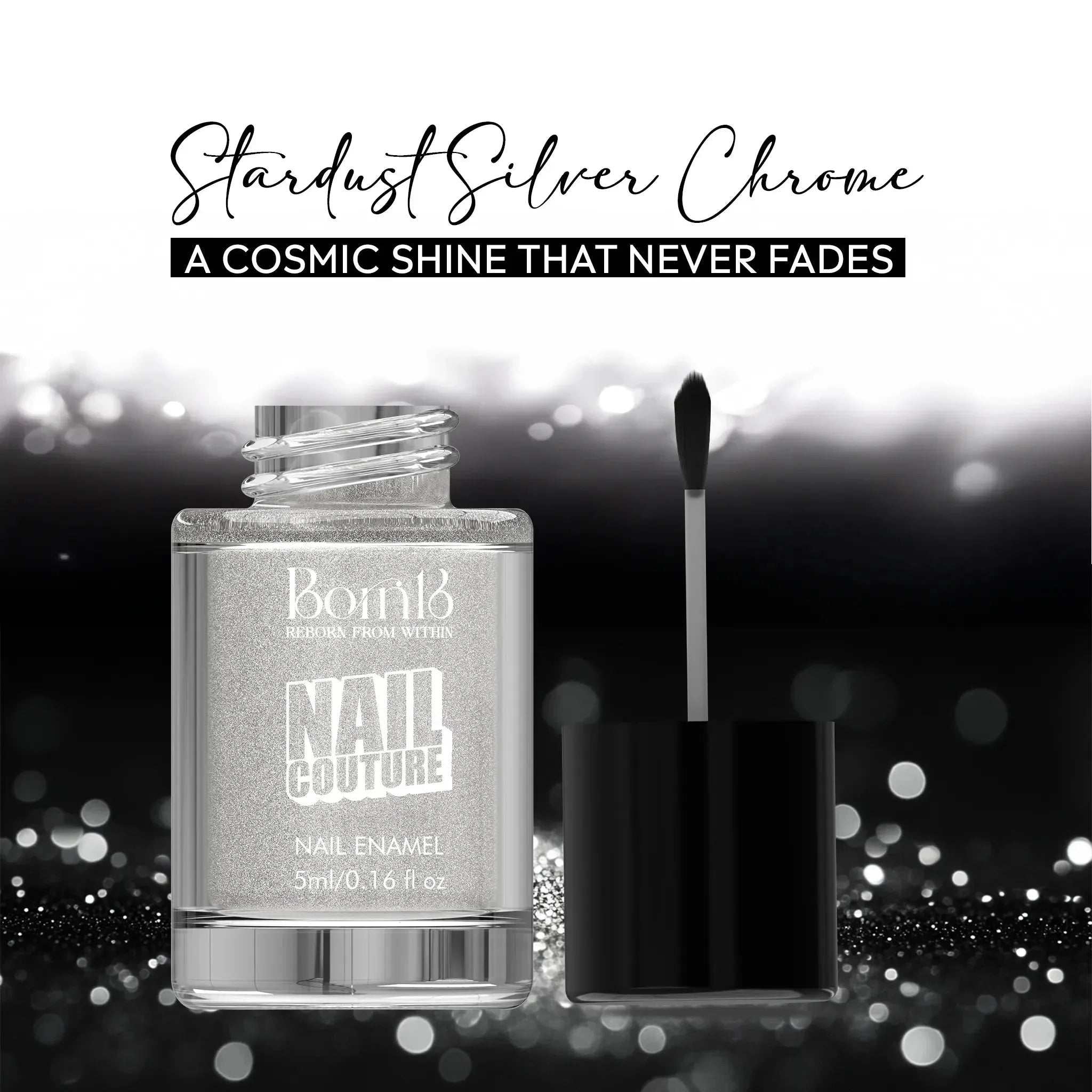 Nail paint set look featuring Stardust holographic chrome nails