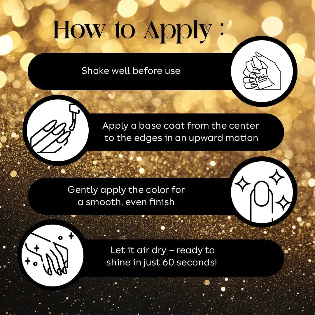 Close-up of champagne gold holographic nail paint on nails