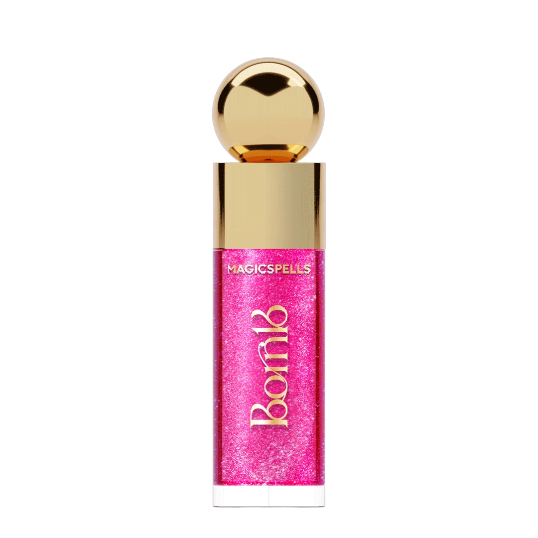 Born18 Chaos Candy - Pink glitter MagicSpells lip gloss with gold cap