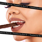 Brown matte lipstick swatch showing smooth, even pigmentation