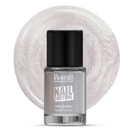 Close-up of champagne gold holographic nail paint on nails